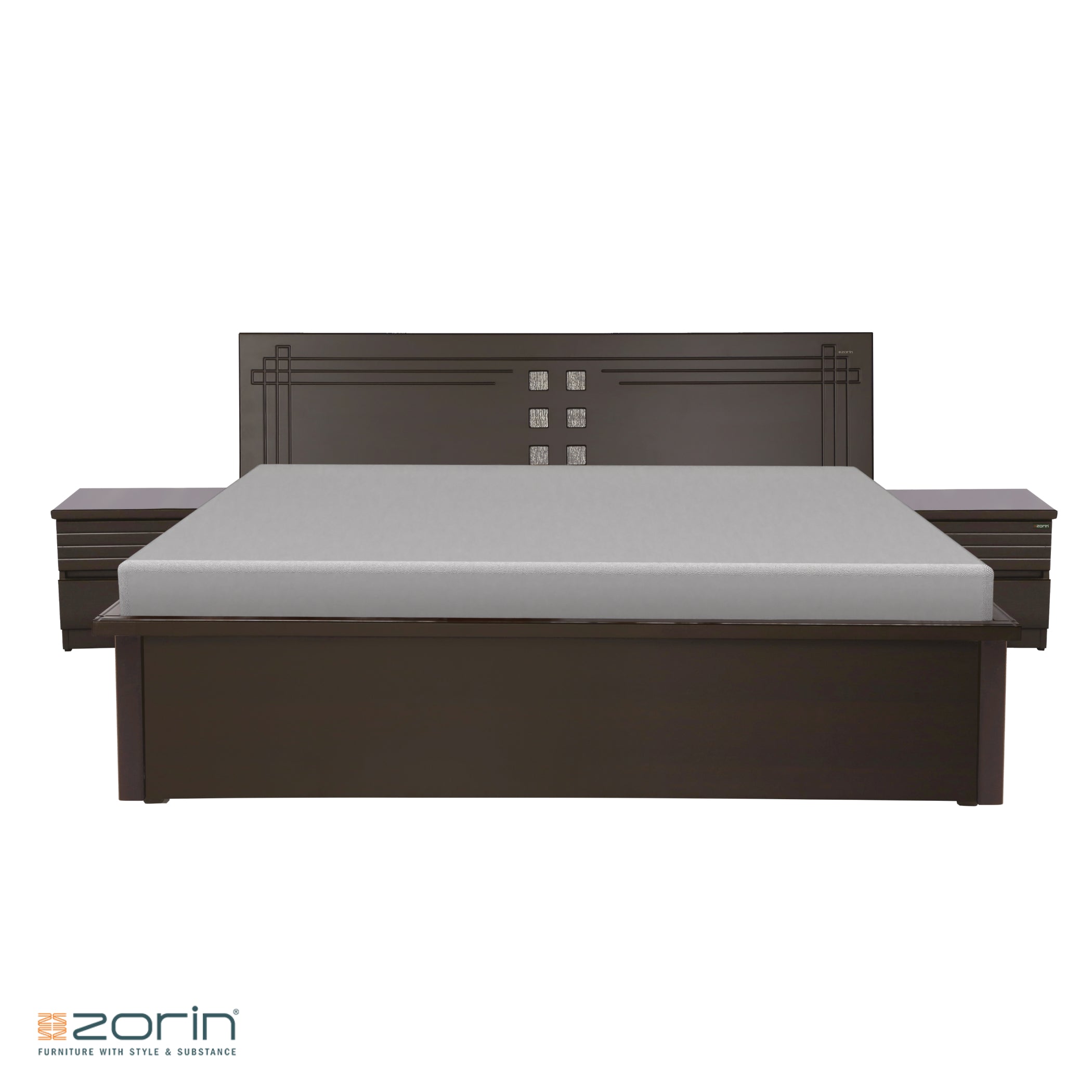 Front view Atlas bed in Walnut Finish