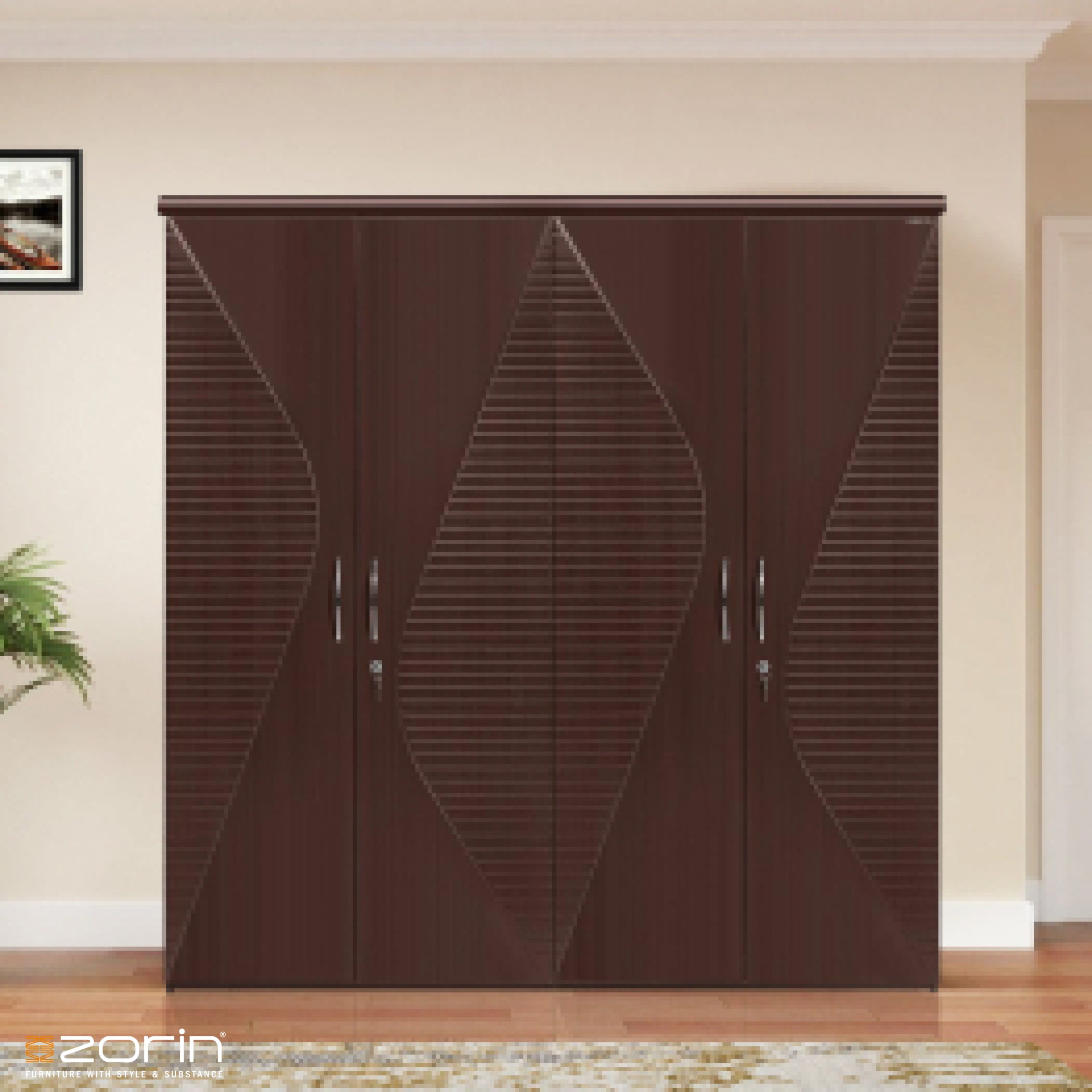 Block Wardrobe in Walnut Finish Zorin