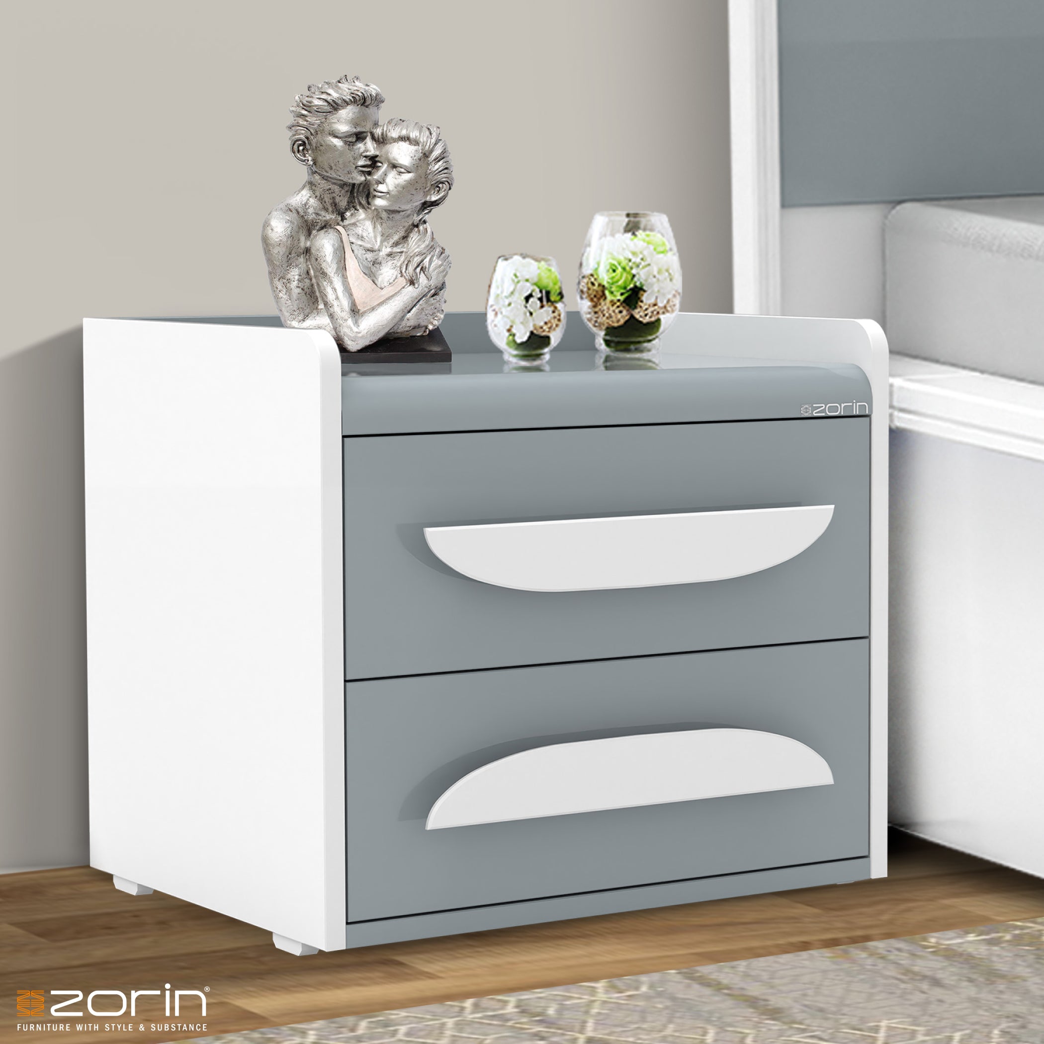 Kara Bed Side Table High Gloss PU Zorin