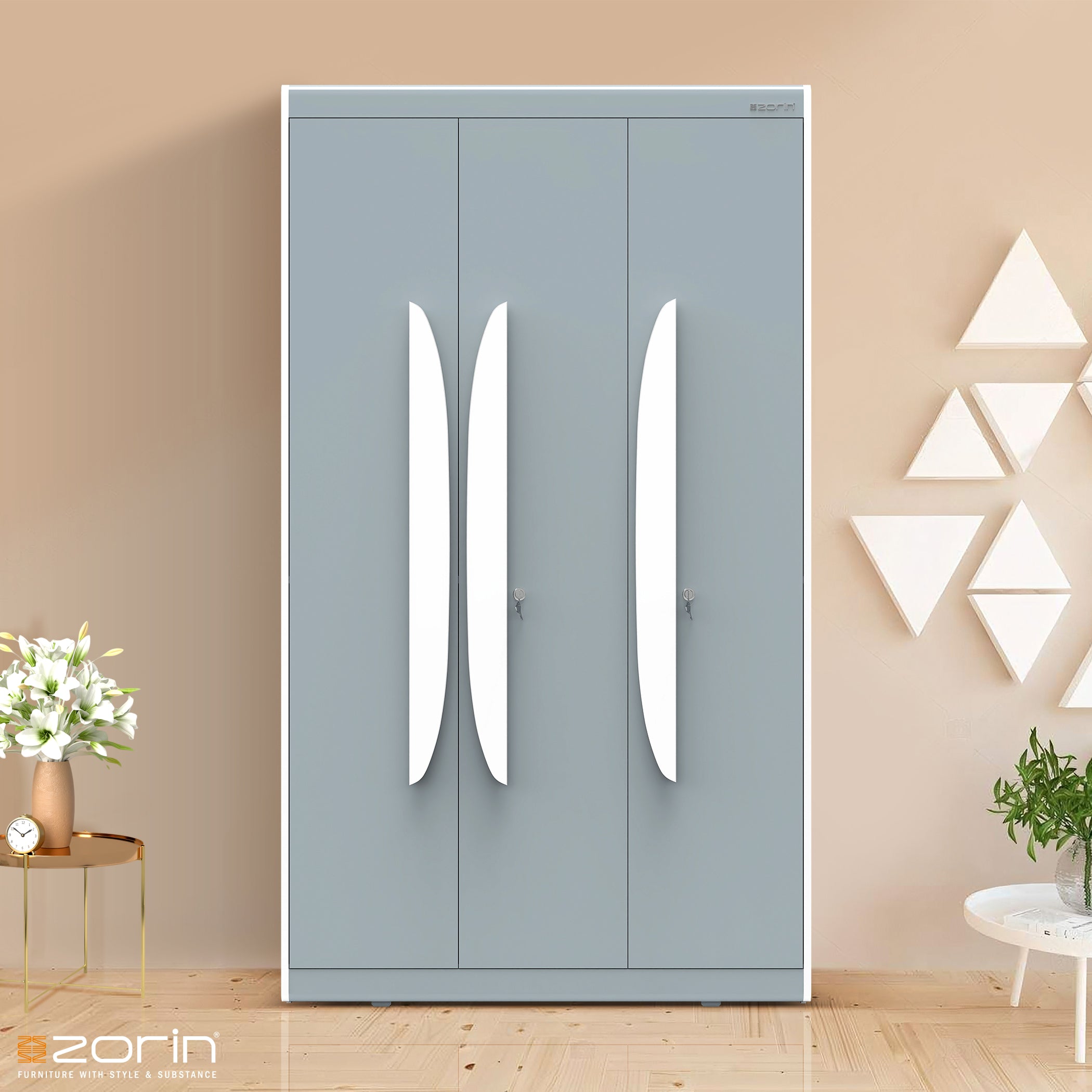 Kara 3 door Wardrobe High Gloss PU Zorin