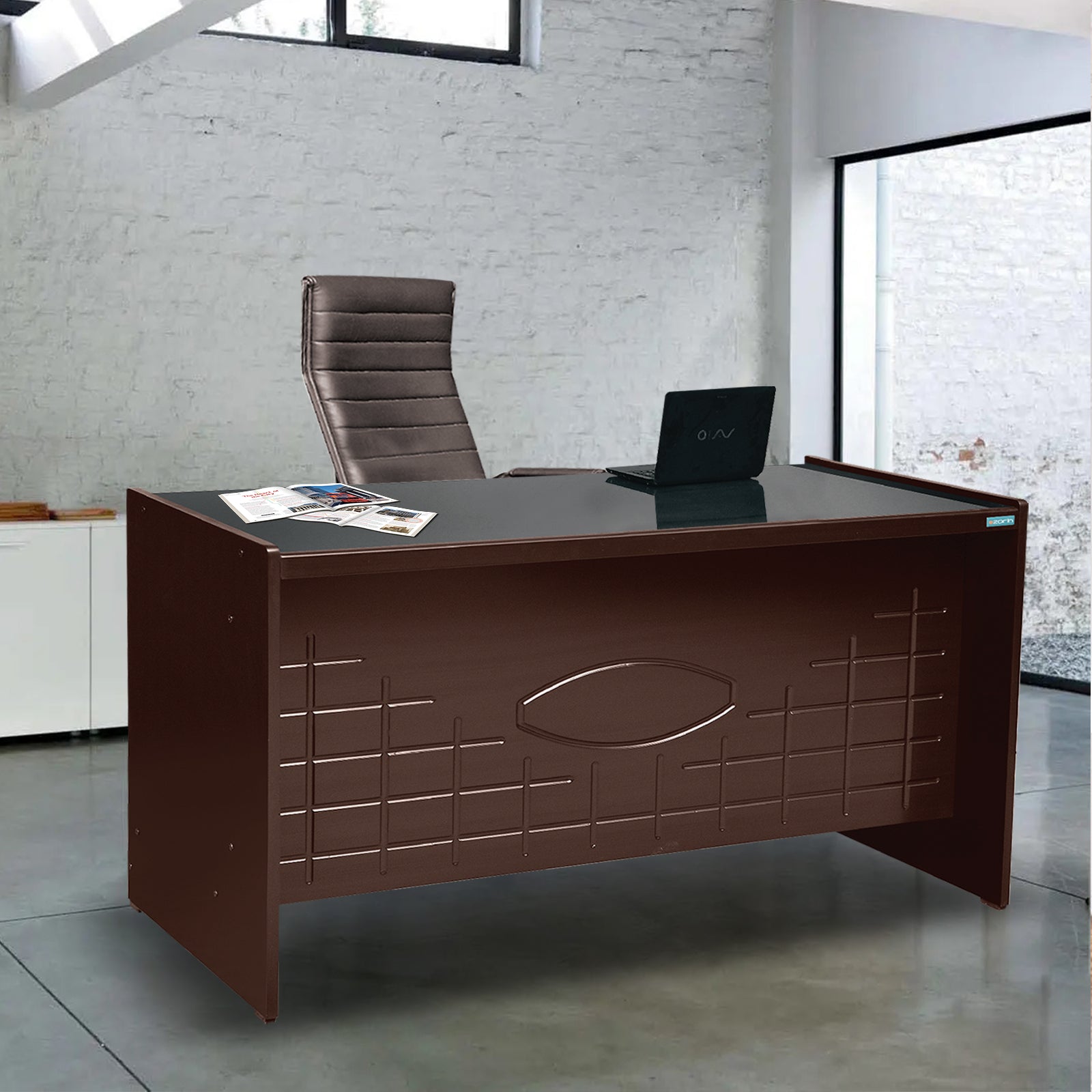 Spark4824 Office Study Table by Zorin in Walnut Finish Zorin