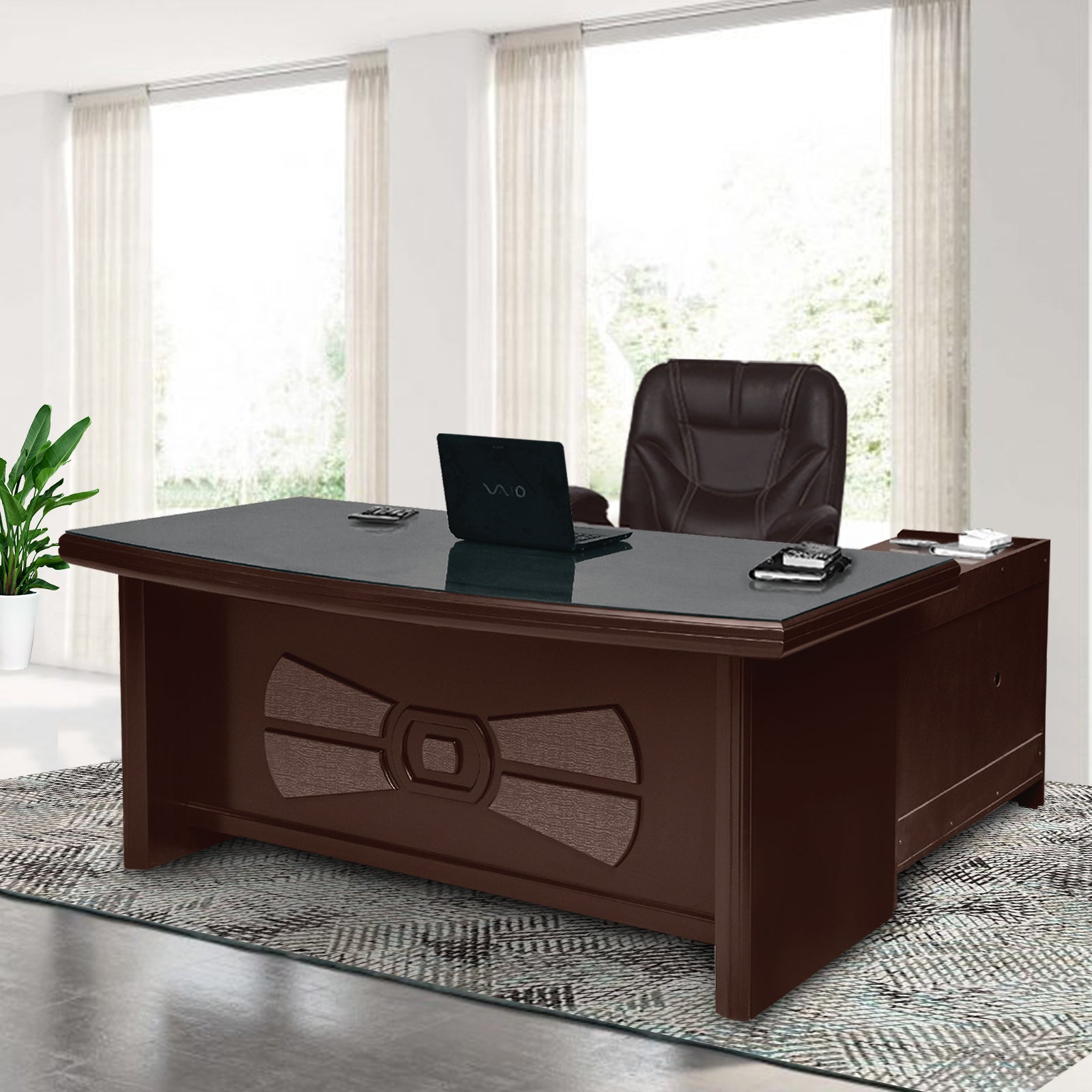 Wega6036 Office Study Table by Zorin in Walnut Finish