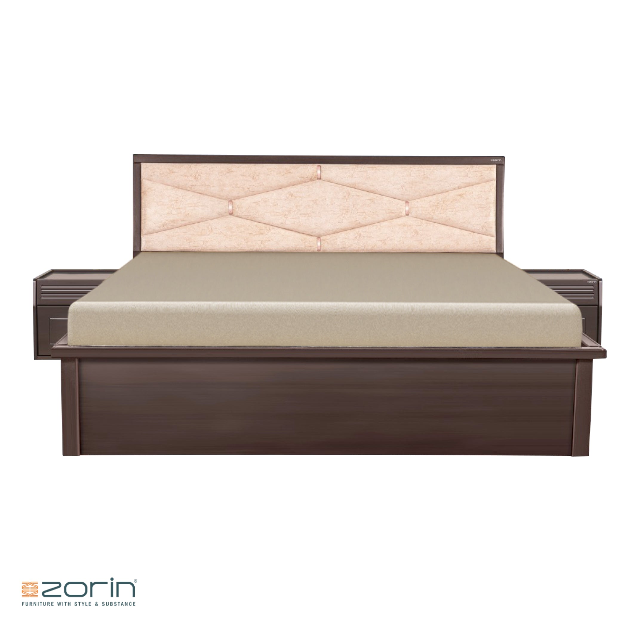 Hexa King bed in Walnut Finish Zorin