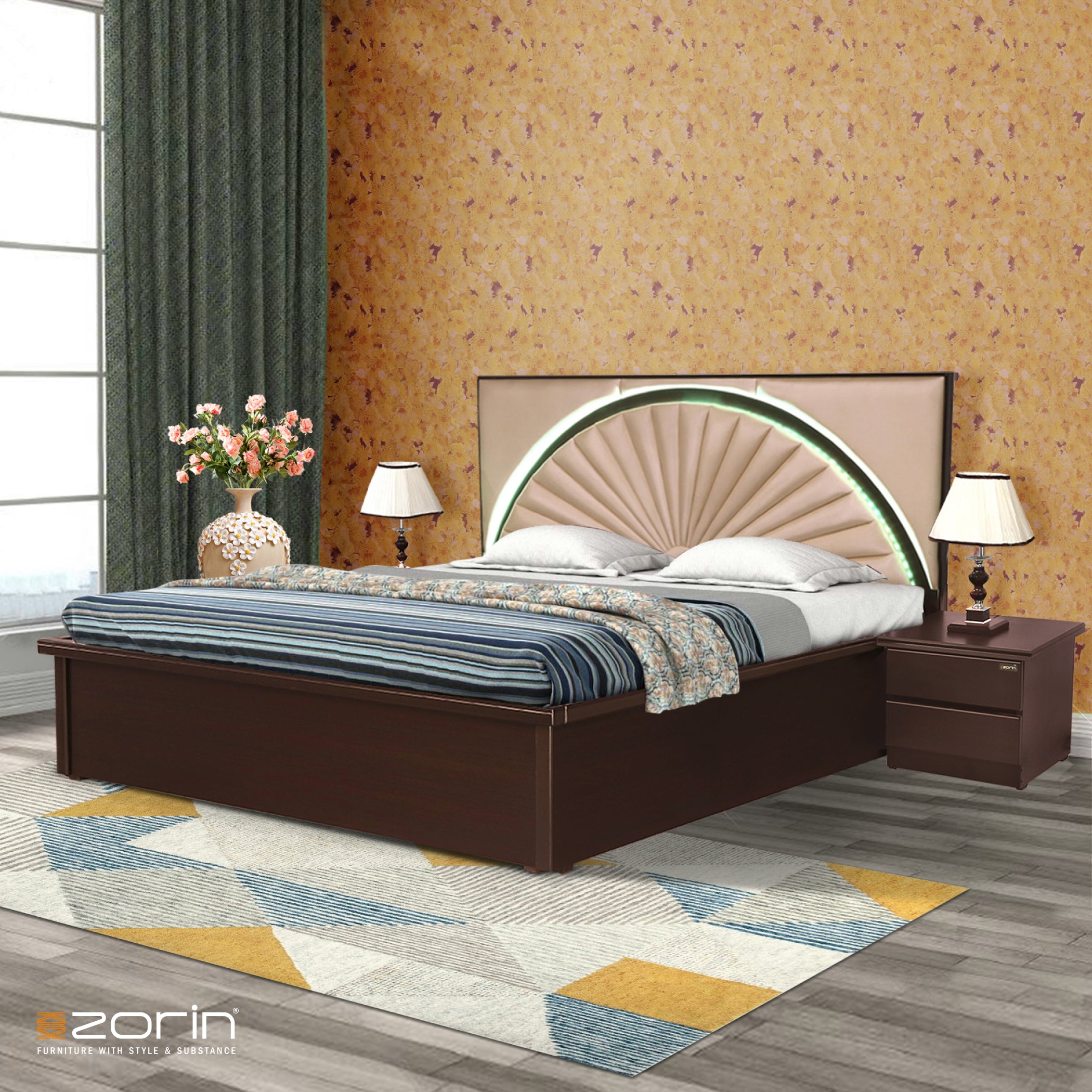 Archer King bed in Walnut Finish Zorin