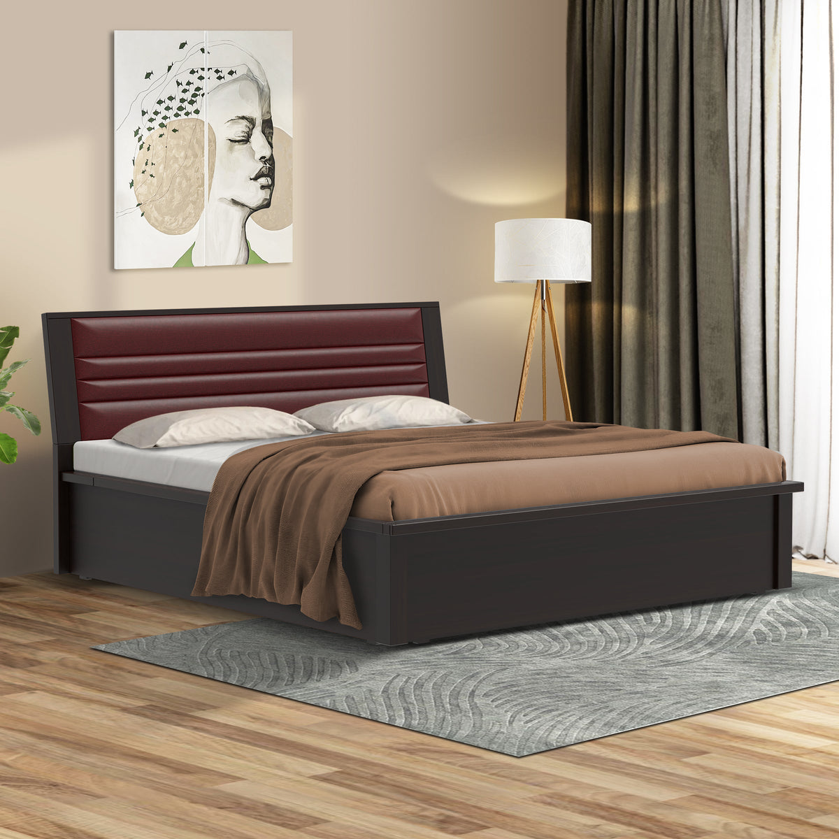 Halley bed in Walnut Finish Zorin