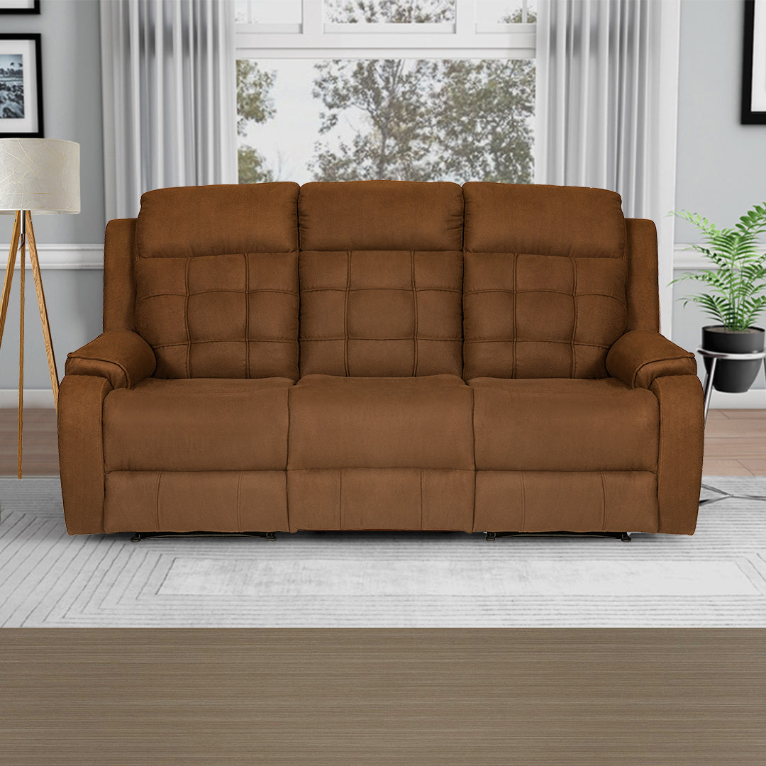 Hugo 3 Seater Recliner in Brown Color Zorin