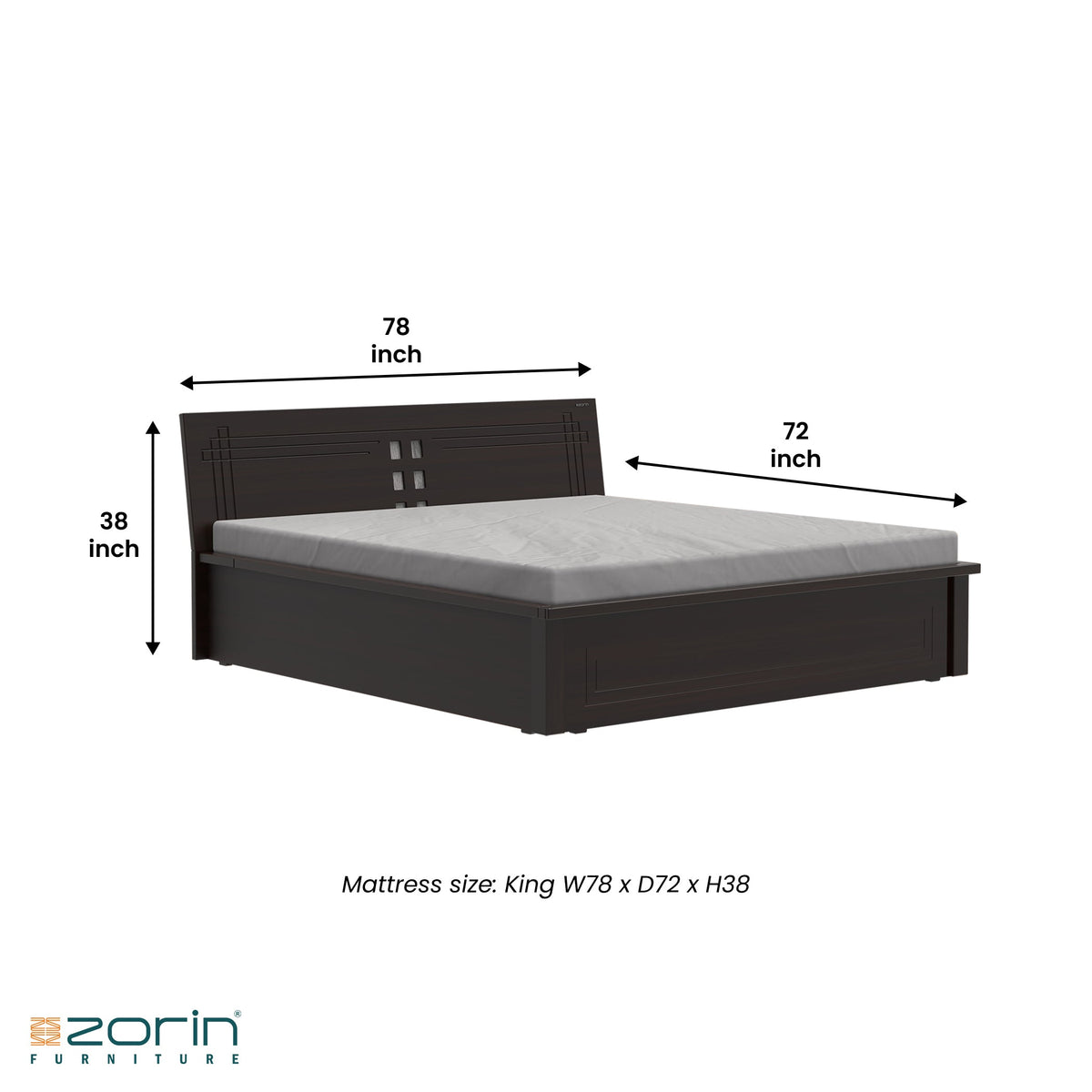 Atlas bed in Walnut Finish Zorin
