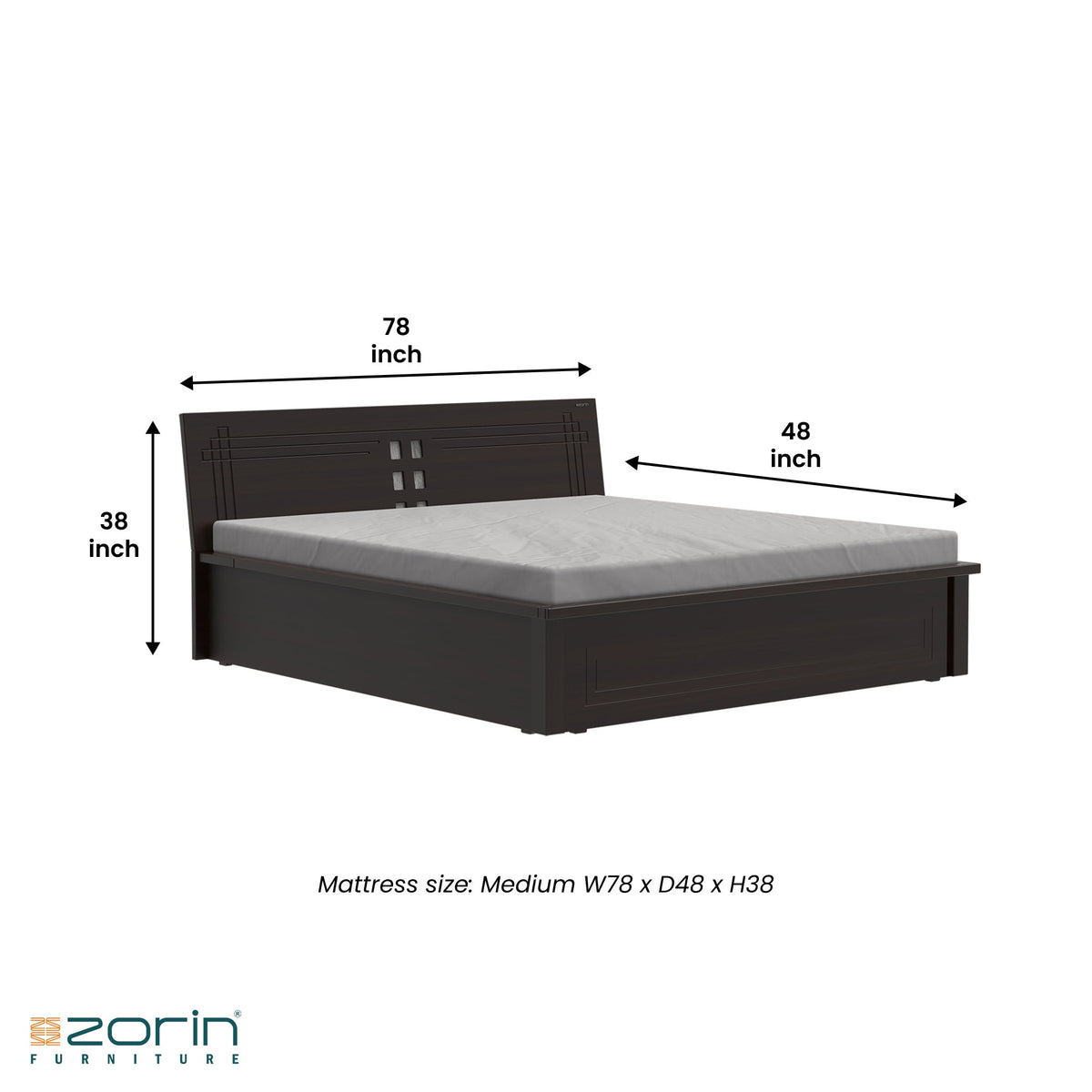 Atlas bed in Walnut Finish Zorin