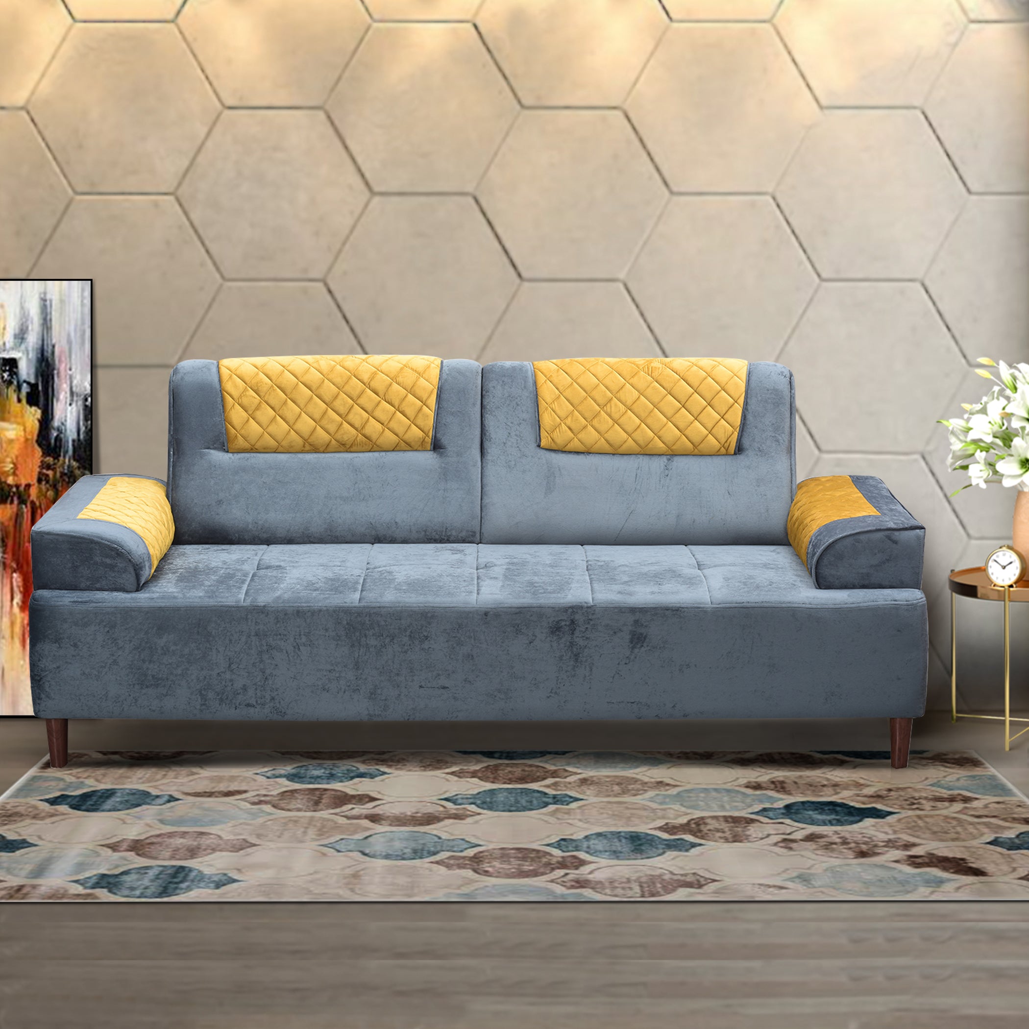 Austin GreyYellow 3S Sofa by Zorin Zorin