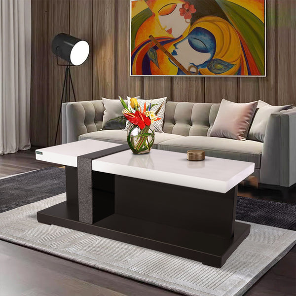 Cross Coffee Table in White Walnut Finish | Online Furniture at Zorin