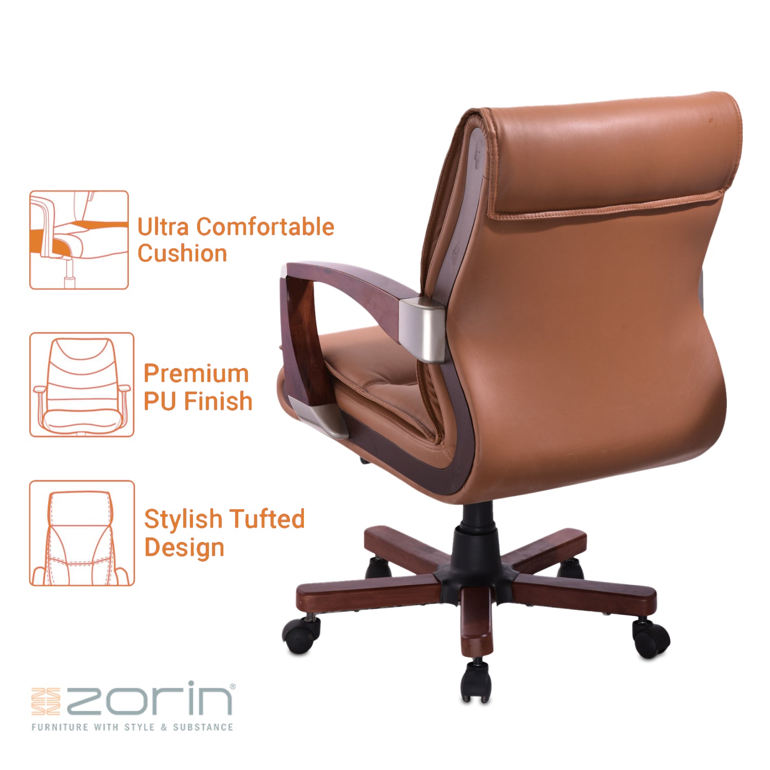 ZFB1002 Medium Back Chair by Zorin in Tan Color Zorin