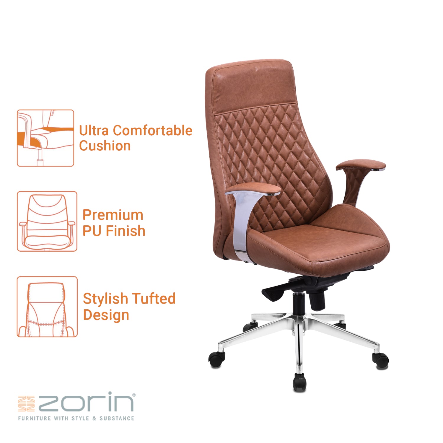 ZFB1003 High Back Chair by Zorin in Tan Color Zorin