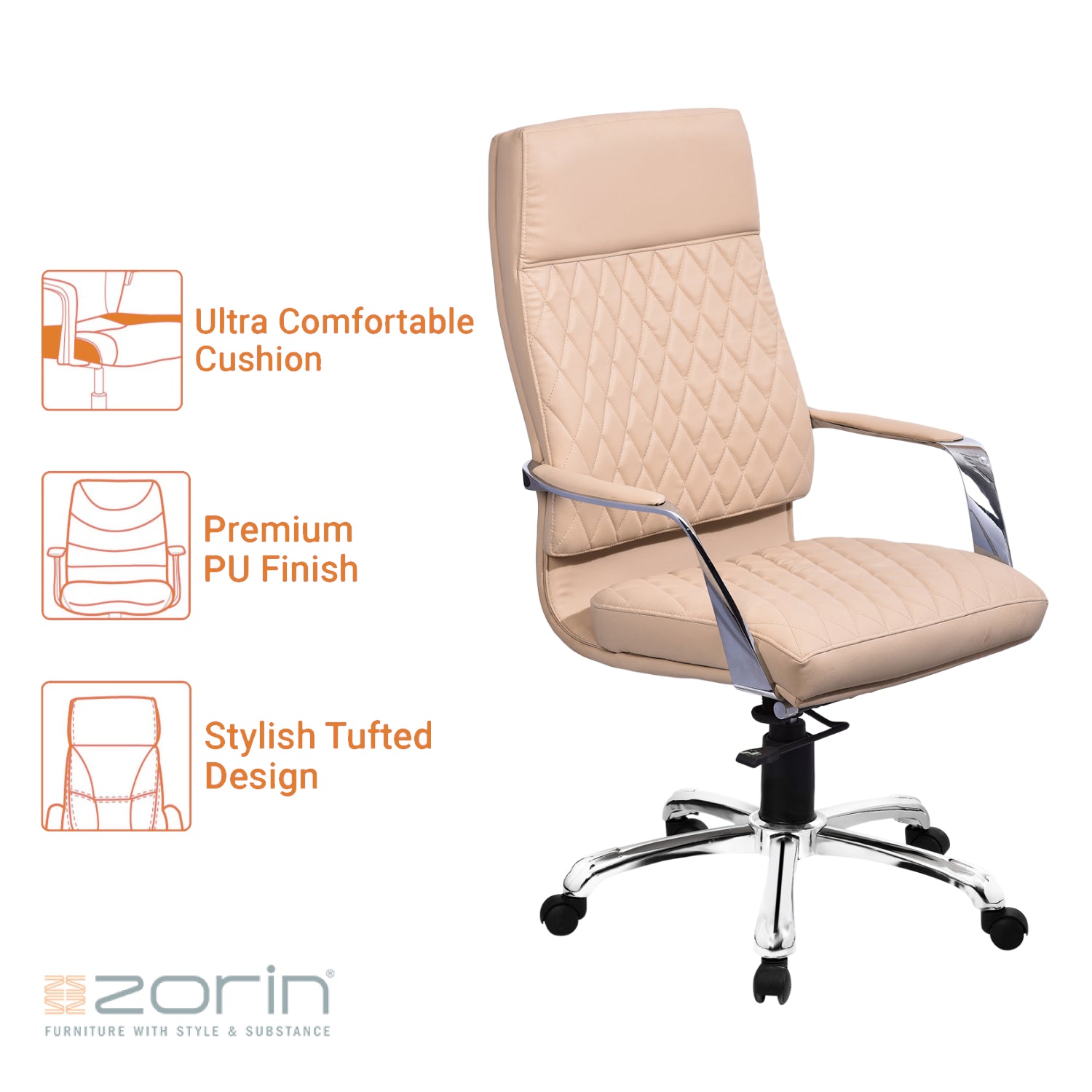 ZFD1009 High Back Chair by Zorin in Beige Color Zorin