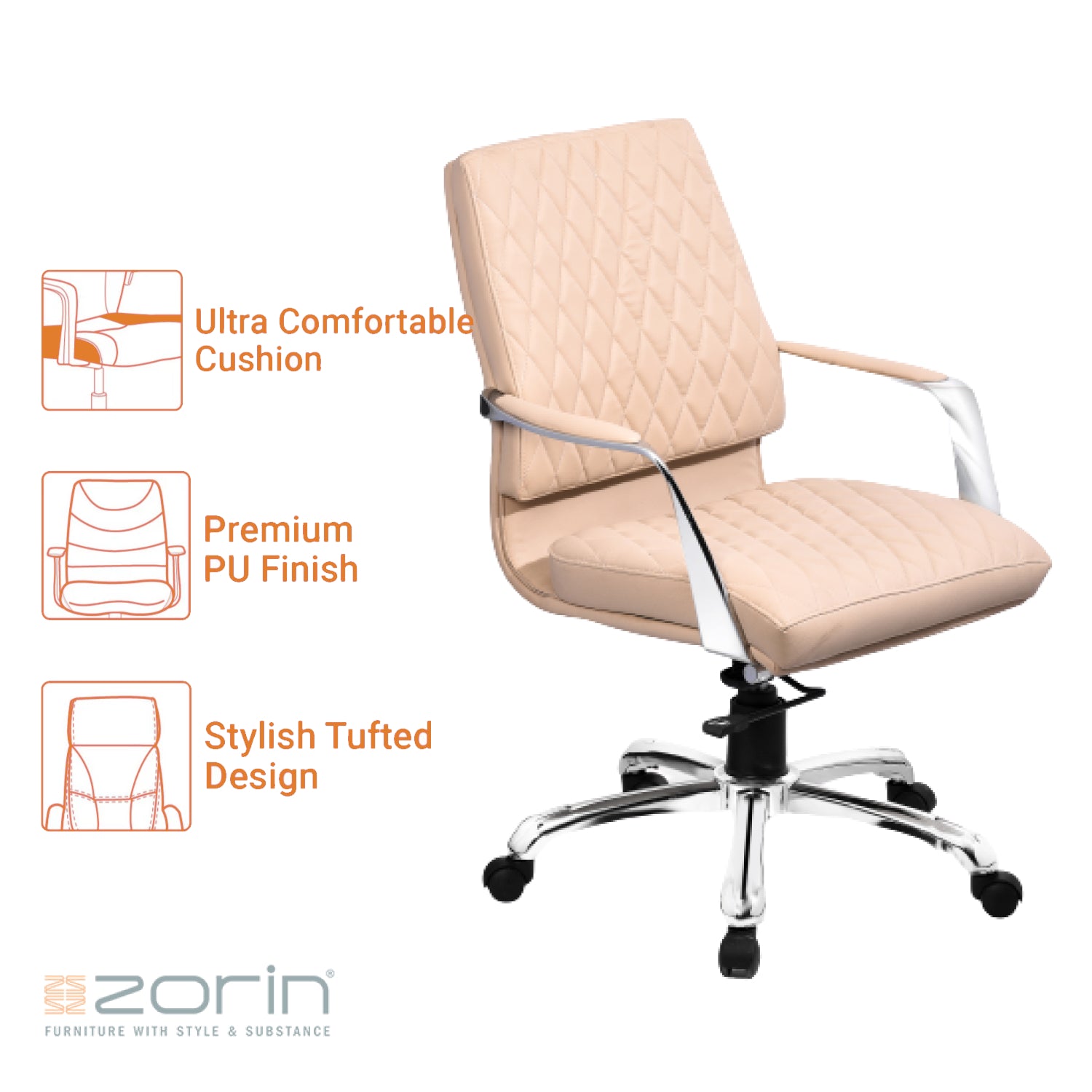 ZFD1010 Medium Back Chair by Zorin in Beige Color Zorin
