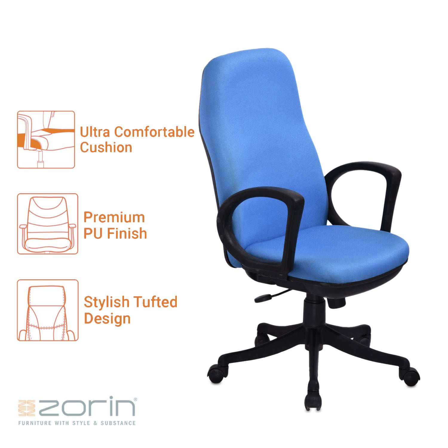 ZSE1026 High Back Chair by Zorin in Blue Color Zorin