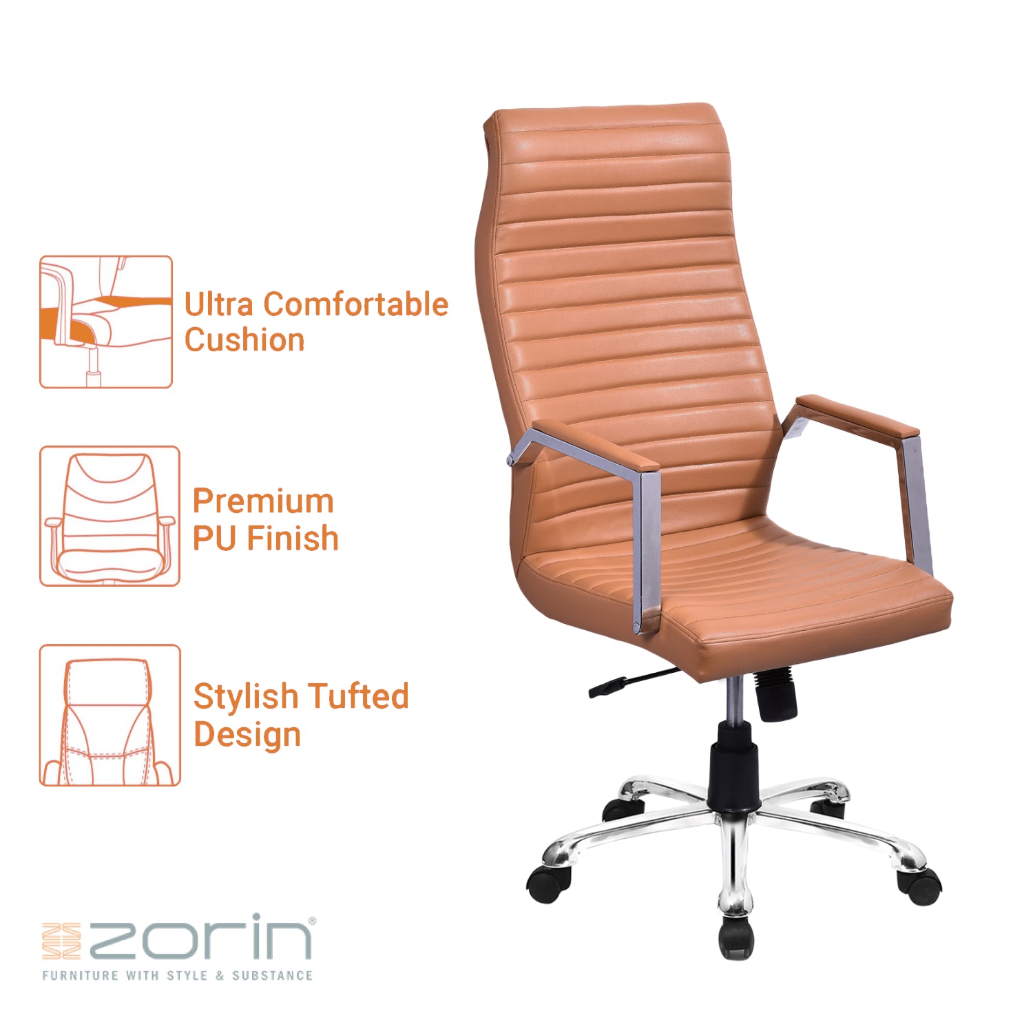 ZSE1040 High Back Chair by Zorin in Tan Color Zorin
