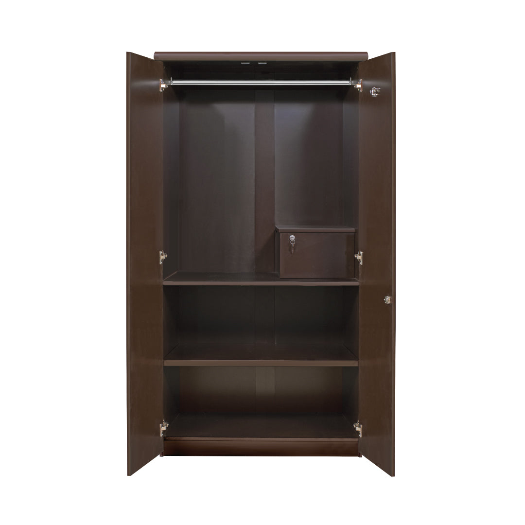 Inside Delta 2 Door Wardrobe by Zorin in White Walnut Finish