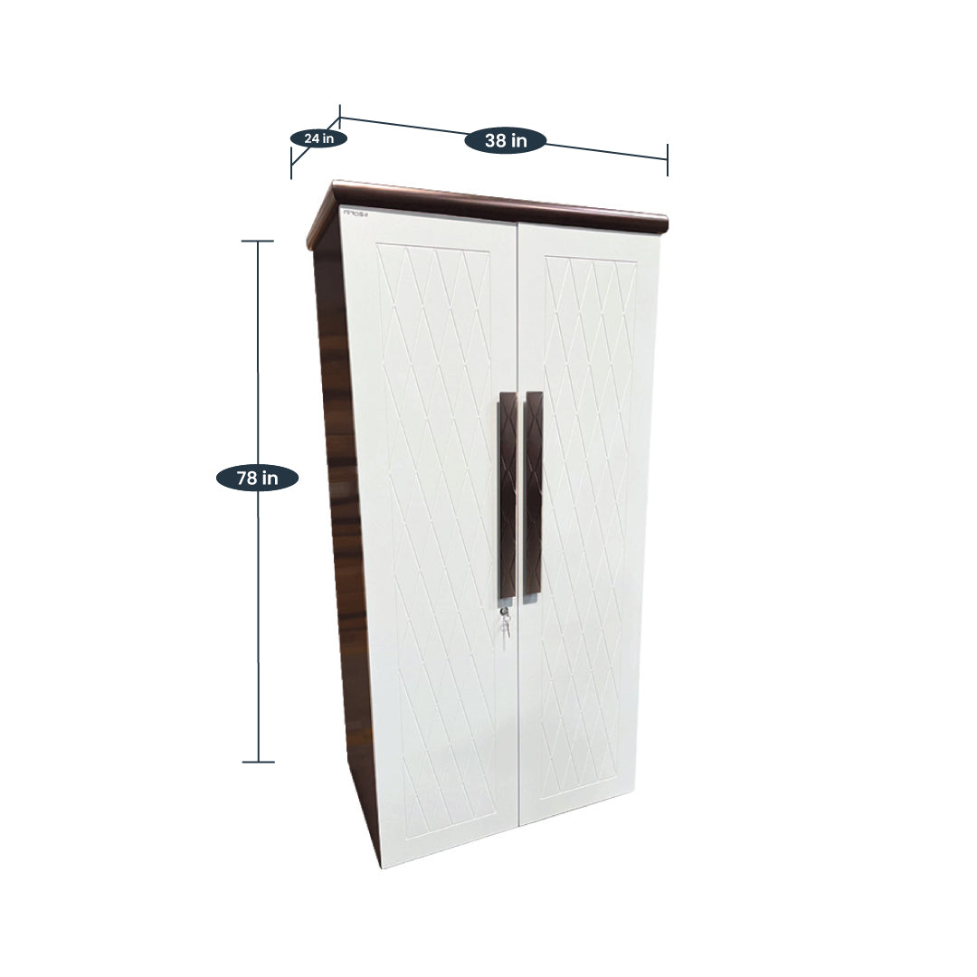 Measurement of Delta 2 Door Wardrobe by Zorin in White Walnut Finish